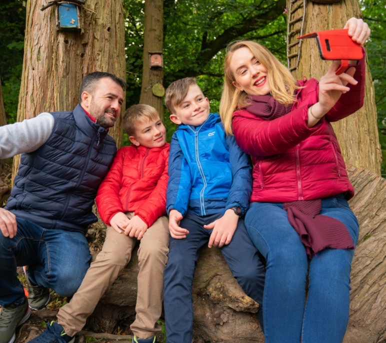 family posing for photo